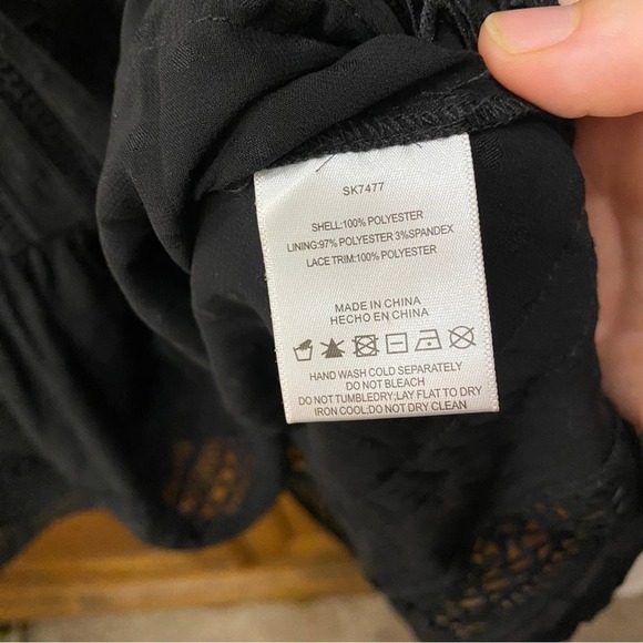 Stellah popover peplum Black Lace babydoll Blouse Top Shirt Size Medium l - Picture 6 of 6